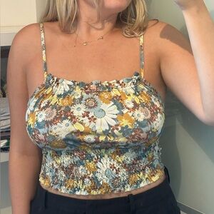 Urban Outfitters Floral Camisole in Blue, Yellow, and Brown